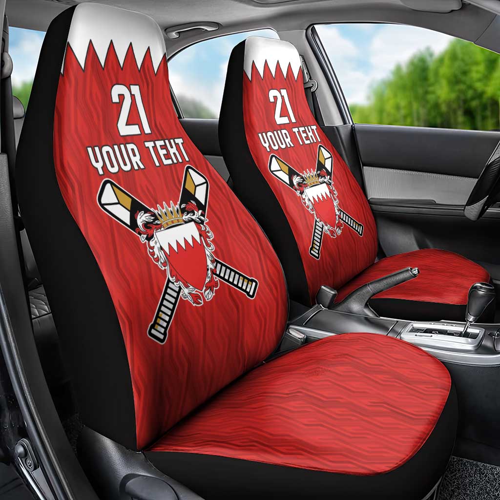 Custom Bahrain Cricket Car Seat Cover Coat of arms of Bahrain with Sporty Pattern LT9 - Wonder Print Shop