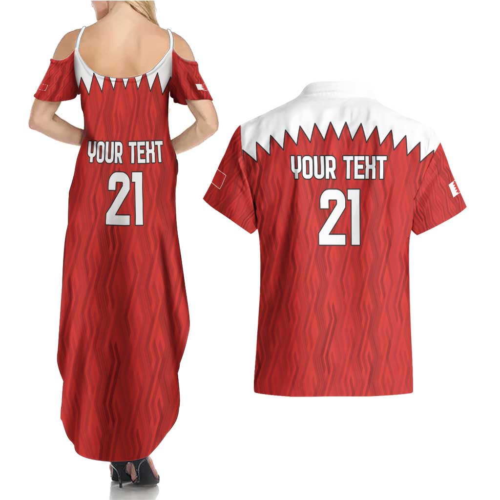 Custom Bahrain Cricket Couples Matching Summer Maxi Dress and Hawaiian Shirt Coat of arms of Bahrain with Sporty Pattern LT9 - Wonder Print Shop