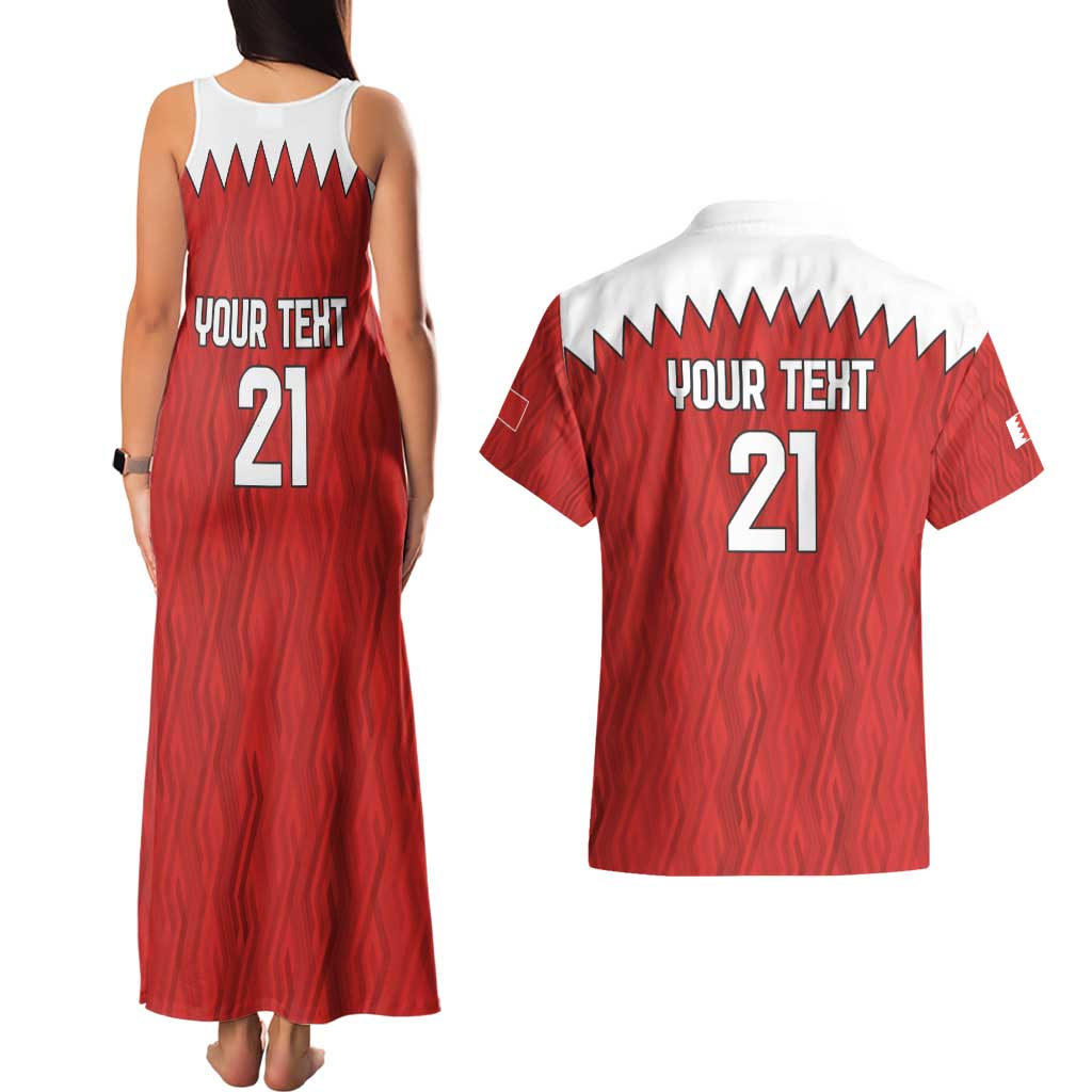 Custom Bahrain Cricket Couples Matching Tank Maxi Dress and Hawaiian Shirt Coat of arms of Bahrain with Sporty Pattern LT9 - Wonder Print Shop