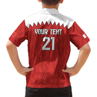 Custom Bahrain Cricket Family Matching Long Sleeve Bodycon Dress and Hawaiian Shirt Coat of arms of Bahrain with Sporty Pattern LT9 - Wonder Print Shop