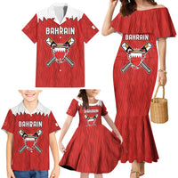 Custom Bahrain Cricket Family Matching Mermaid Dress and Hawaiian Shirt Coat of arms of Bahrain with Sporty Pattern LT9 - Wonder Print Shop