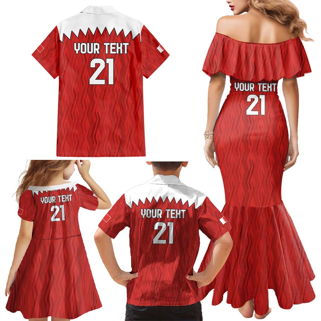 Custom Bahrain Cricket Family Matching Mermaid Dress and Hawaiian Shirt Coat of arms of Bahrain with Sporty Pattern LT9 - Wonder Print Shop