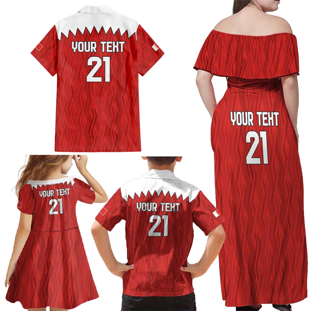 Custom Bahrain Cricket Family Matching Off Shoulder Maxi Dress and Hawaiian Shirt Coat of arms of Bahrain with Sporty Pattern LT9 - Wonder Print Shop