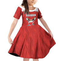 Custom Bahrain Cricket Family Matching Off Shoulder Short Dress and Hawaiian Shirt Coat of arms of Bahrain with Sporty Pattern LT9 - Wonder Print Shop