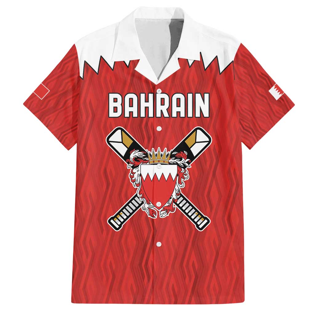 Custom Bahrain Cricket Family Matching Off Shoulder Short Dress and Hawaiian Shirt Coat of arms of Bahrain with Sporty Pattern LT9 - Wonder Print Shop