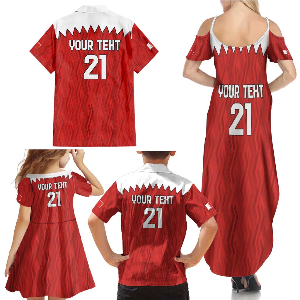Custom Bahrain Cricket Family Matching Summer Maxi Dress and Hawaiian Shirt Coat of arms of Bahrain with Sporty Pattern - Wonder Print Shop