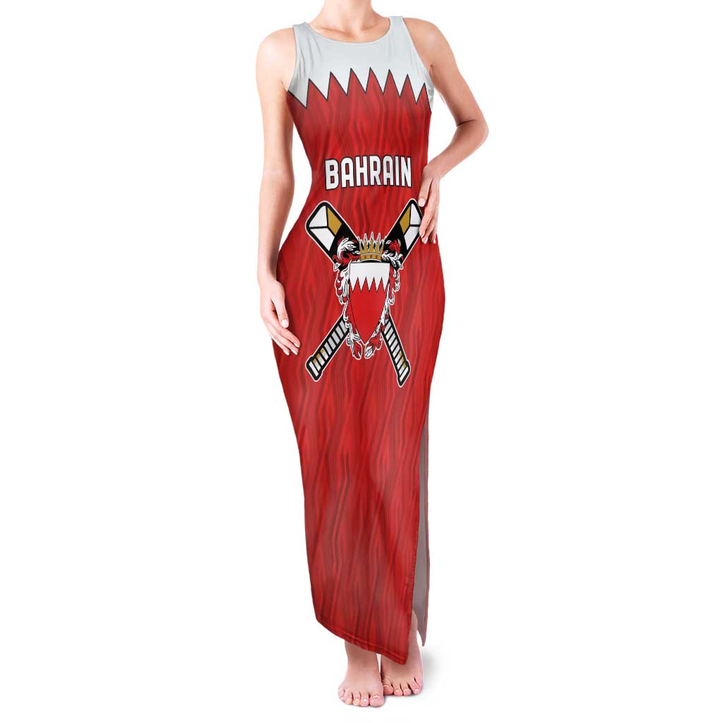 Custom Bahrain Cricket Family Matching Tank Maxi Dress and Hawaiian Shirt Coat of arms of Bahrain with Sporty Pattern - Wonder Print Shop