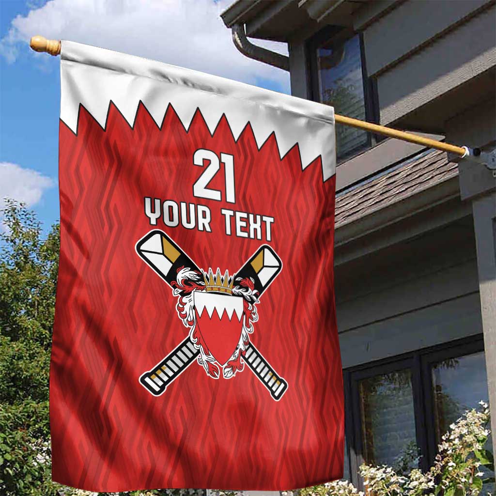 Custom Bahrain Cricket Garden Flag Coat of arms of Bahrain with Sporty Pattern - Wonder Print Shop