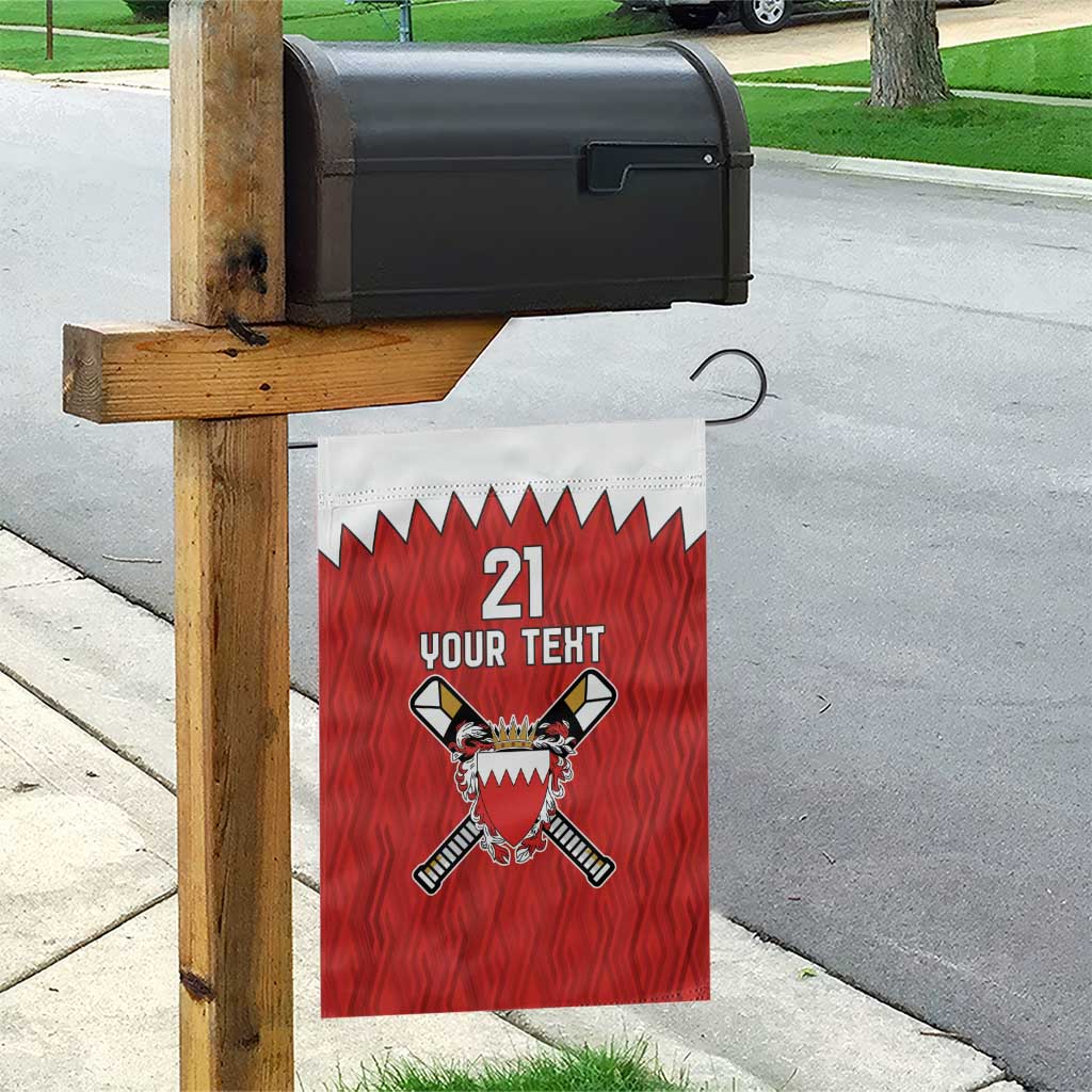 Custom Bahrain Cricket Garden Flag Coat of arms of Bahrain with Sporty Pattern - Wonder Print Shop