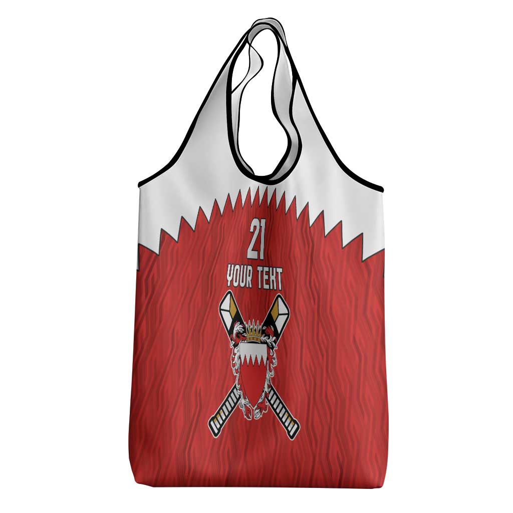 Custom Bahrain Cricket Grocery Bag Coat of arms of Bahrain with Sporty Pattern