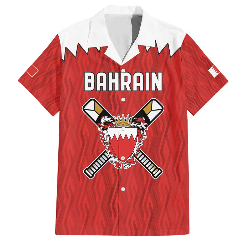 Custom Bahrain Cricket Hawaiian Shirt Coat of arms of Bahrain with Sporty Pattern - Wonder Print Shop
