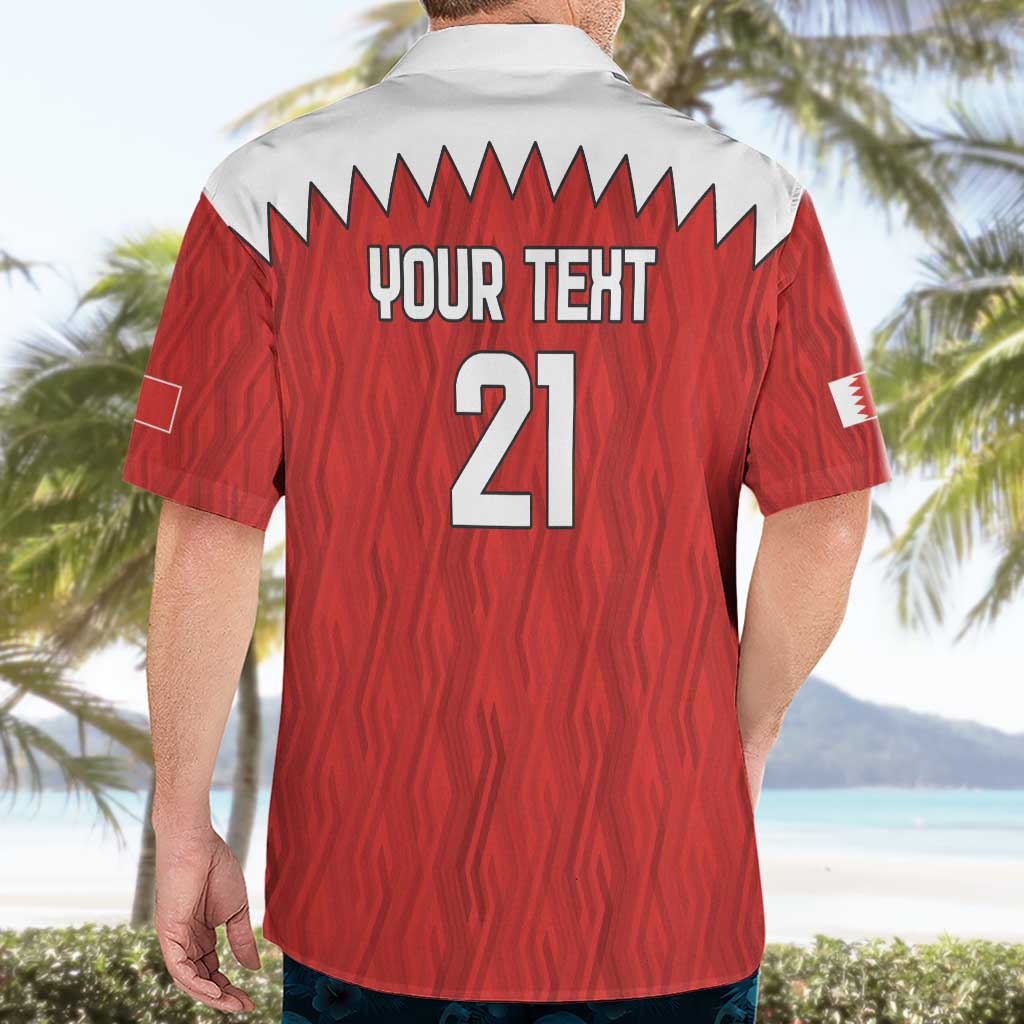 Custom Bahrain Cricket Hawaiian Shirt Coat of arms of Bahrain with Sporty Pattern - Wonder Print Shop