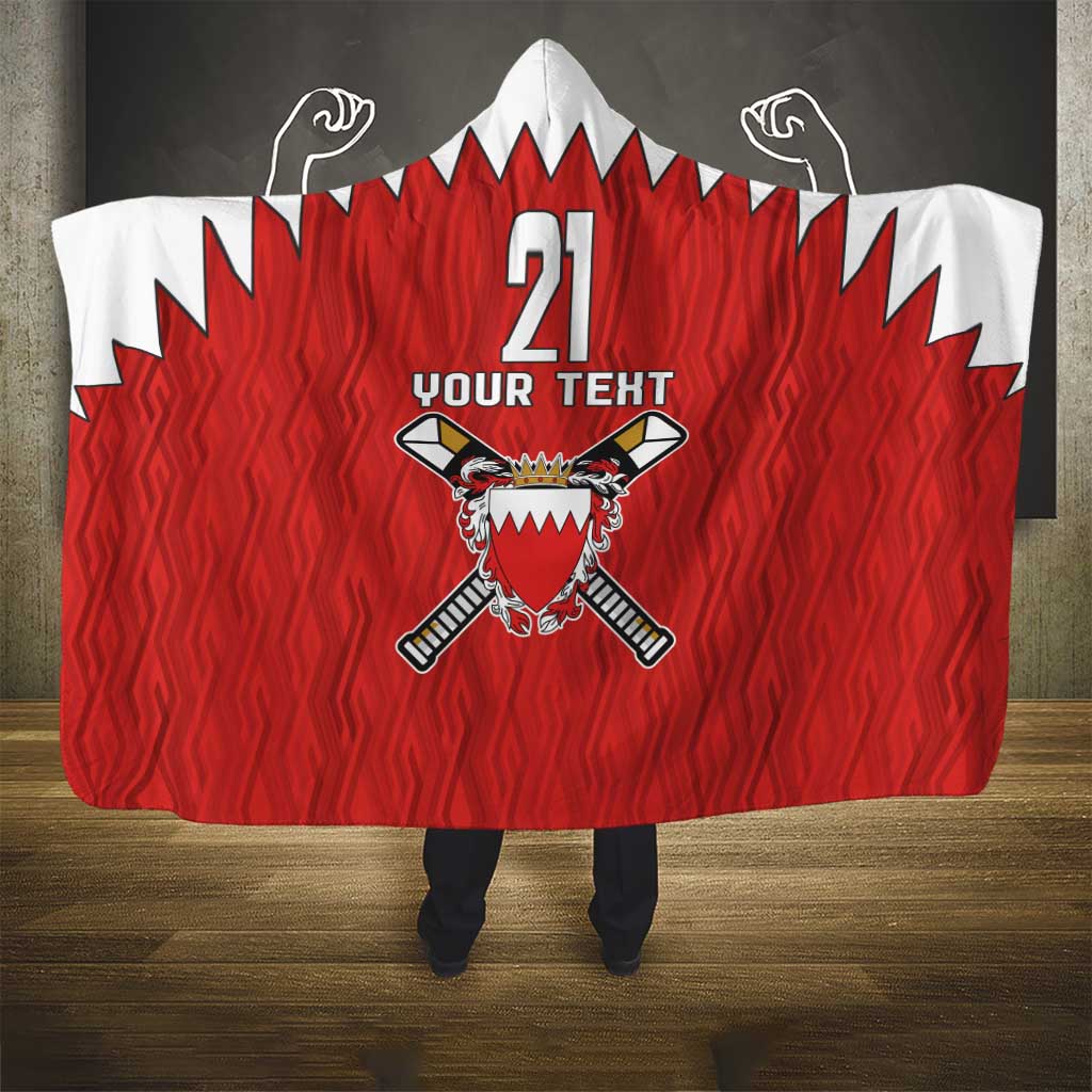 Custom Bahrain Cricket Hooded Blanket Coat of arms of Bahrain with Sporty Pattern