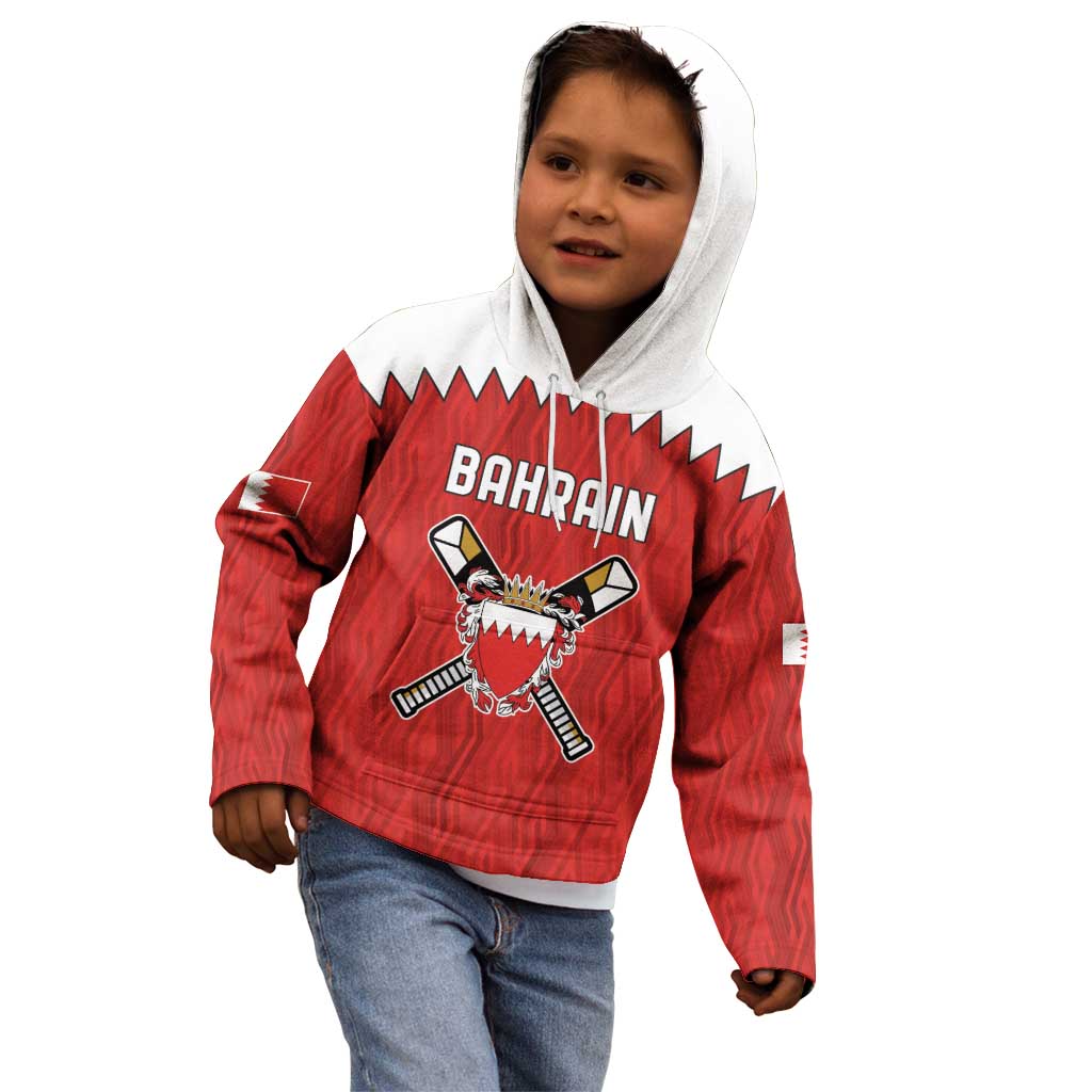 Custom Bahrain Cricket Kid Hoodie Coat of arms of Bahrain with Sporty Pattern - Wonder Print Shop