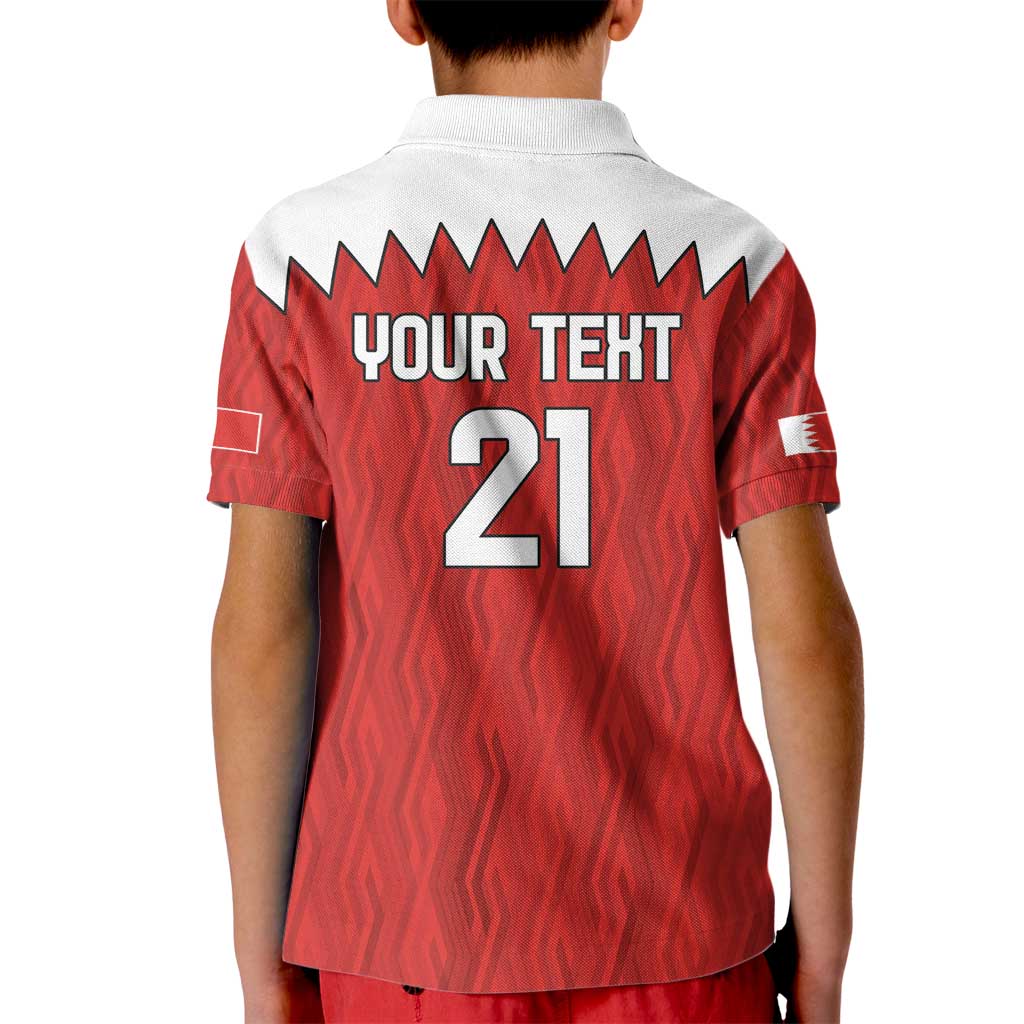 Custom Bahrain Cricket Kid Polo Shirt Coat of arms of Bahrain with Sporty Pattern - Wonder Print Shop