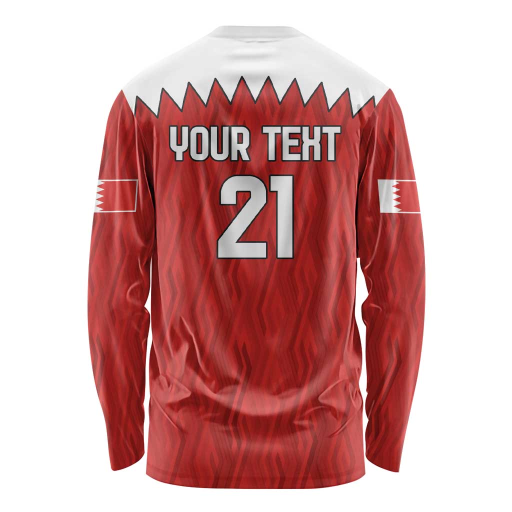 Custom Bahrain Cricket Long Sleeve Shirt Coat of arms of Bahrain with Sporty Pattern - Wonder Print Shop