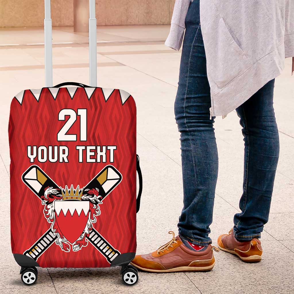 Custom Bahrain Cricket Luggage Cover Coat of arms of Bahrain with Sporty Pattern - Wonder Print Shop