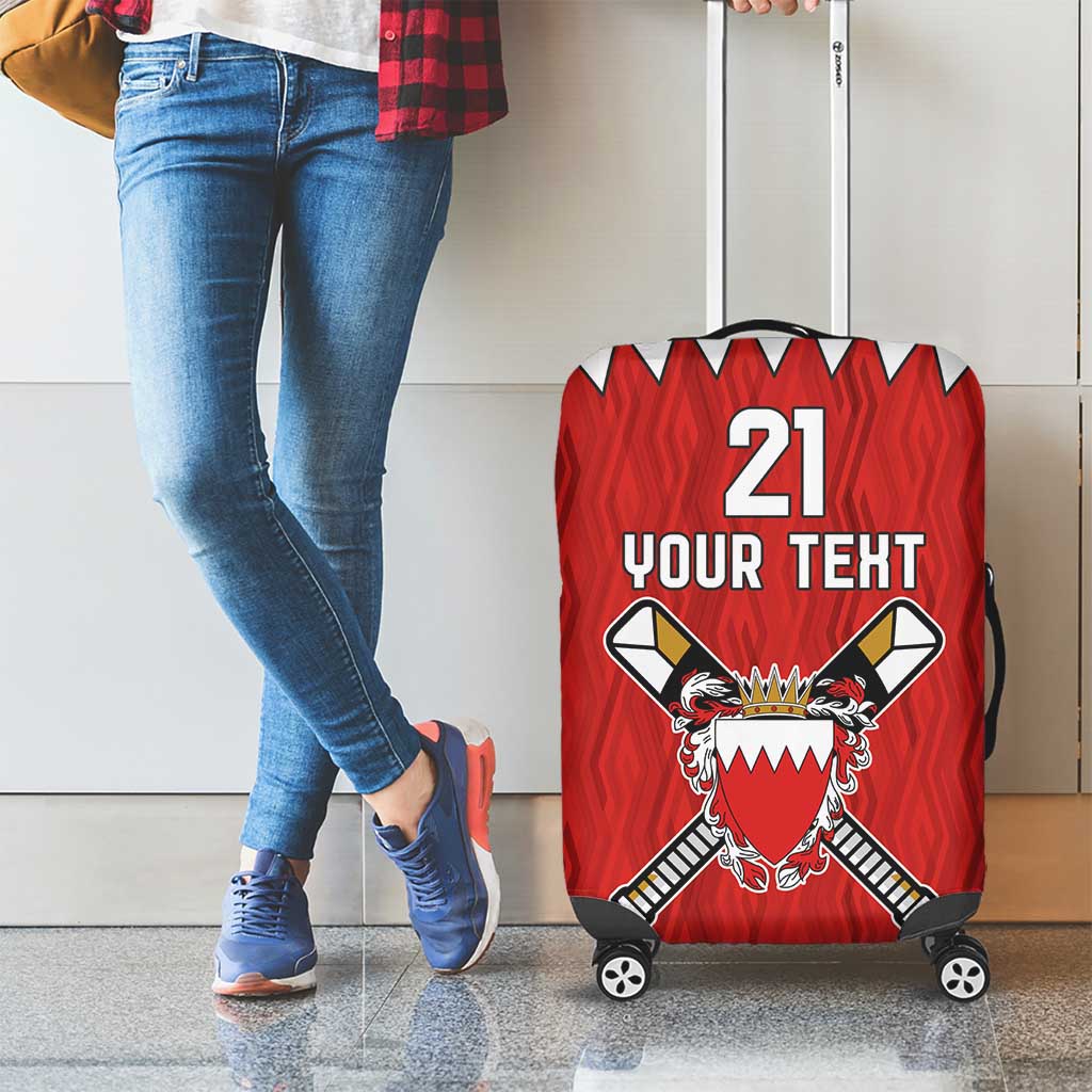 Custom Bahrain Cricket Luggage Cover Coat of arms of Bahrain with Sporty Pattern - Wonder Print Shop