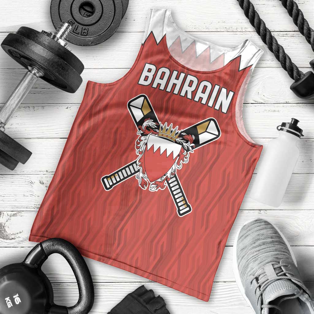 Custom Bahrain Cricket Men Tank Top Coat of arms of Bahrain with Sporty Pattern - Wonder Print Shop