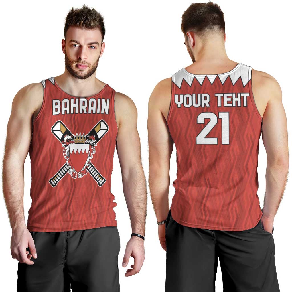 Custom Bahrain Cricket Men Tank Top Coat of arms of Bahrain with Sporty Pattern - Wonder Print Shop