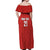 Custom Bahrain Cricket Off Shoulder Maxi Dress Coat of arms of Bahrain with Sporty Pattern - Wonder Print Shop