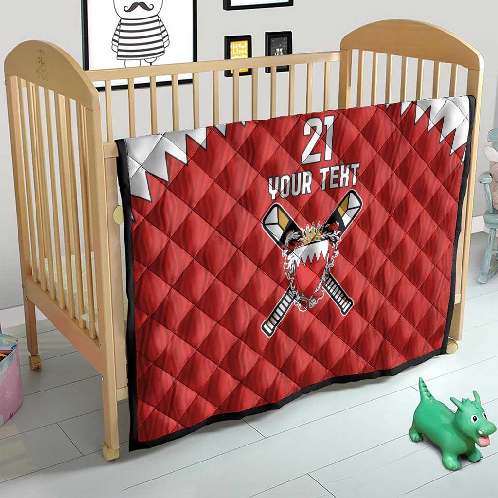 Custom Bahrain Cricket Quilt Coat of arms of Bahrain with Sporty Pattern - Wonder Print Shop