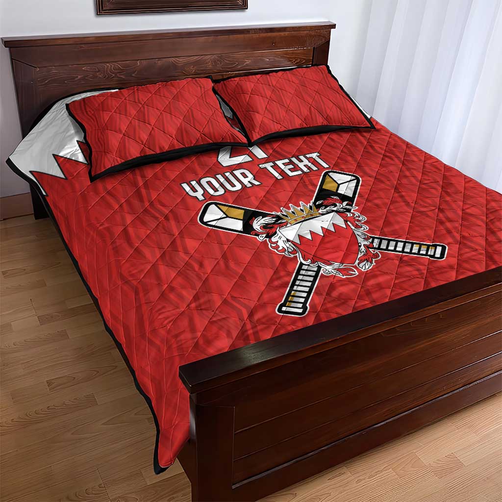 Custom Bahrain Cricket Quilt Bed Set Coat of arms of Bahrain with Sporty Pattern - Wonder Print Shop