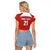 Custom Bahrain Cricket Raglan Cropped T Shirt Coat of arms of Bahrain with Sporty Pattern - Wonder Print Shop