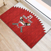 Custom Bahrain Cricket Rubber Doormat Coat of arms of Bahrain with Sporty Pattern - Wonder Print Shop