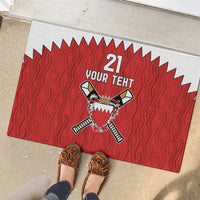 Custom Bahrain Cricket Rubber Doormat Coat of arms of Bahrain with Sporty Pattern - Wonder Print Shop