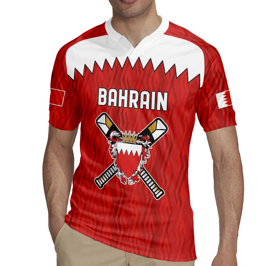 Custom Bahrain Cricket Rugby Jersey Coat of arms of Bahrain with Sporty Pattern - Wonder Print Shop