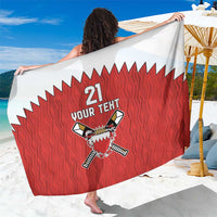 Custom Bahrain Cricket Sarong Coat of arms of Bahrain with Sporty Pattern - Wonder Print Shop