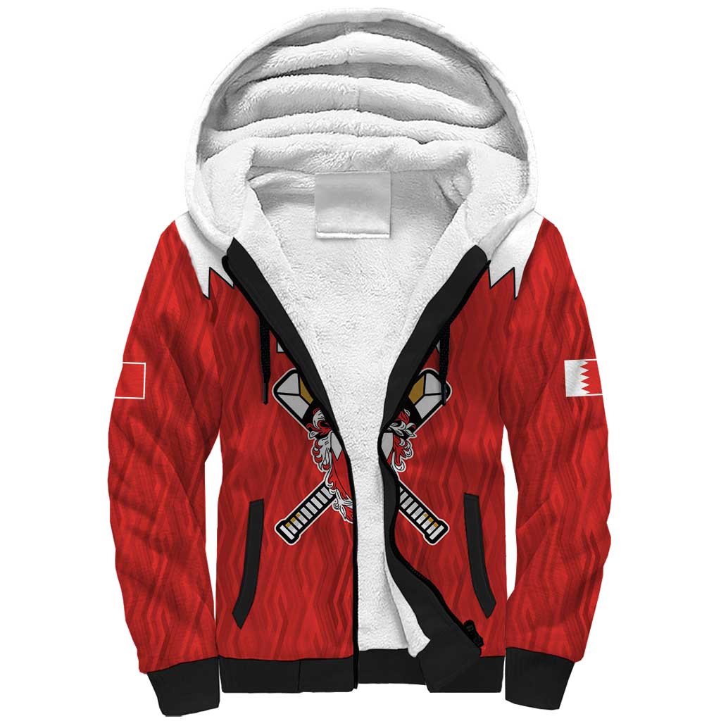 Custom Bahrain Cricket Sherpa Hoodie Coat of arms of Bahrain with Sporty Pattern - Wonder Print Shop