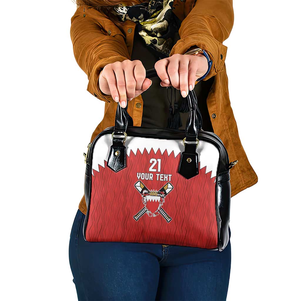 Custom Bahrain Cricket Shoulder Handbag Coat of arms of Bahrain with Sporty Pattern