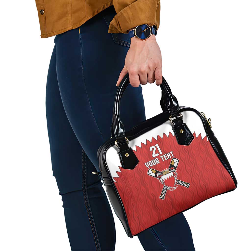 Custom Bahrain Cricket Shoulder Handbag Coat of arms of Bahrain with Sporty Pattern