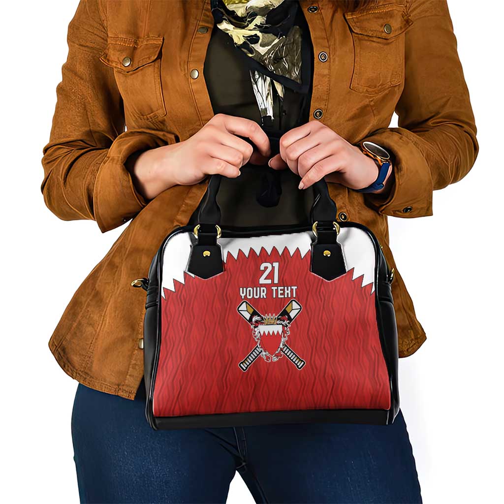 Custom Bahrain Cricket Shoulder Handbag Coat of arms of Bahrain with Sporty Pattern