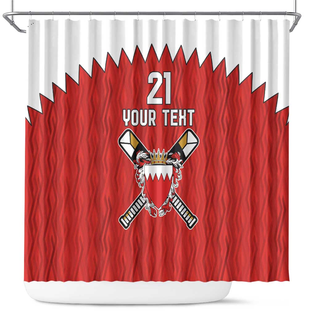 Custom Bahrain Cricket Shower Curtain Coat of arms of Bahrain with Sporty Pattern