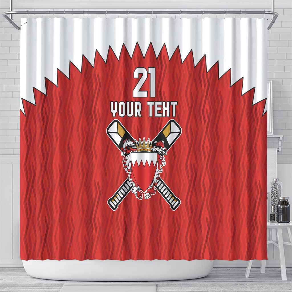 Custom Bahrain Cricket Shower Curtain Coat of arms of Bahrain with Sporty Pattern