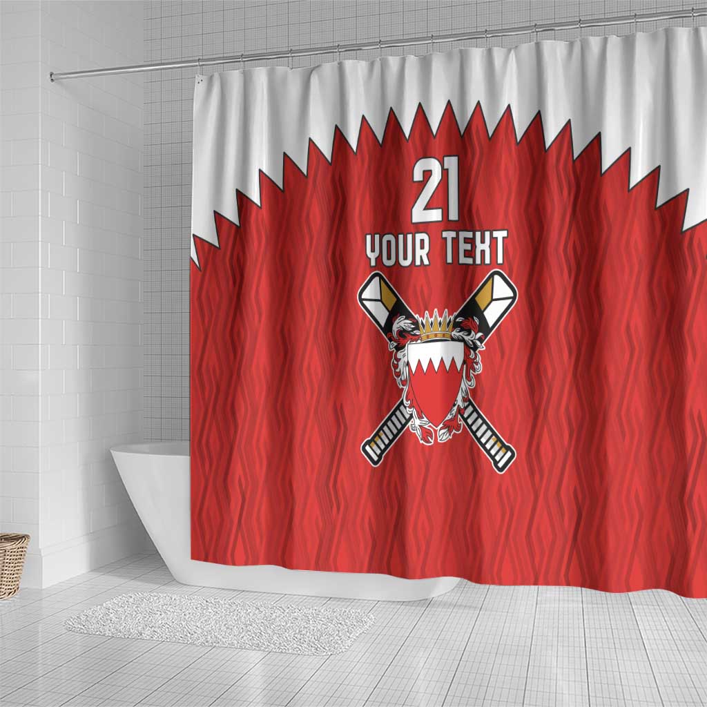 Custom Bahrain Cricket Shower Curtain Coat of arms of Bahrain with Sporty Pattern