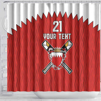 Custom Bahrain Cricket Shower Curtain Coat of arms of Bahrain with Sporty Pattern