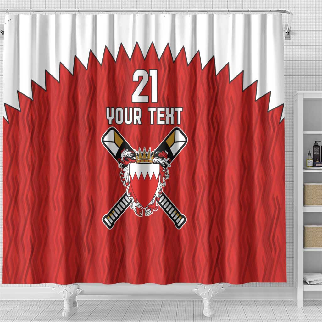 Custom Bahrain Cricket Shower Curtain Coat of arms of Bahrain with Sporty Pattern