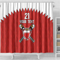 Custom Bahrain Cricket Shower Curtain Coat of arms of Bahrain with Sporty Pattern