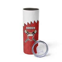 Custom Bahrain Cricket Skinny Tumbler Coat of arms of Bahrain with Sporty Pattern - Wonder Print Shop