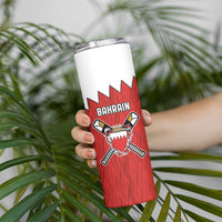 Custom Bahrain Cricket Skinny Tumbler Coat of arms of Bahrain with Sporty Pattern - Wonder Print Shop