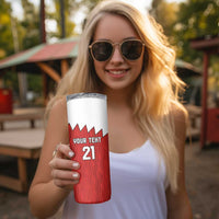 Custom Bahrain Cricket Skinny Tumbler Coat of arms of Bahrain with Sporty Pattern - Wonder Print Shop