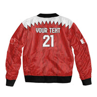 Custom Bahrain Cricket Sleeve Zip Bomber Jacket Coat of arms of Bahrain with Sporty Pattern - Wonder Print Shop