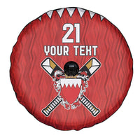 Custom Bahrain Cricket Spare Tire Cover Coat of arms of Bahrain with Sporty Pattern - Wonder Print Shop