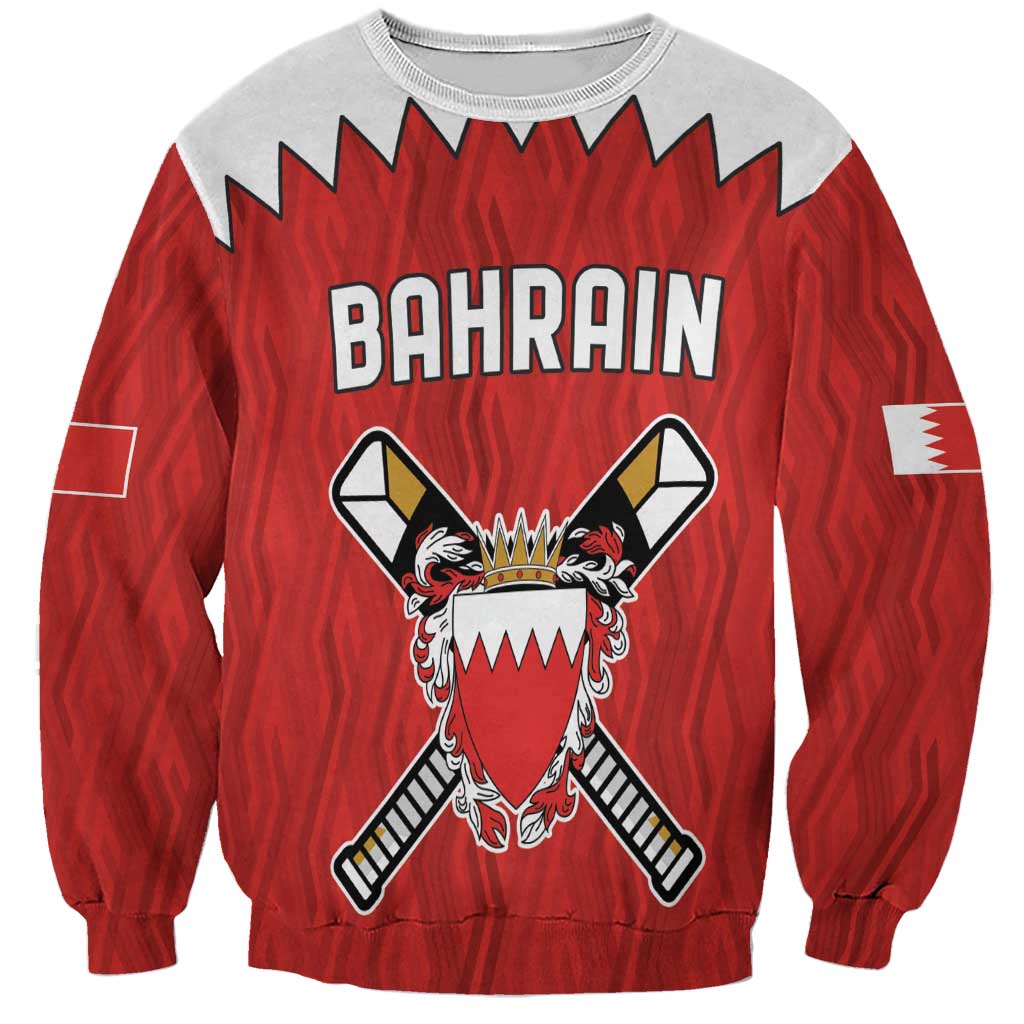 Custom Bahrain Cricket Sweatshirt Coat of arms of Bahrain with Sporty Pattern - Wonder Print Shop