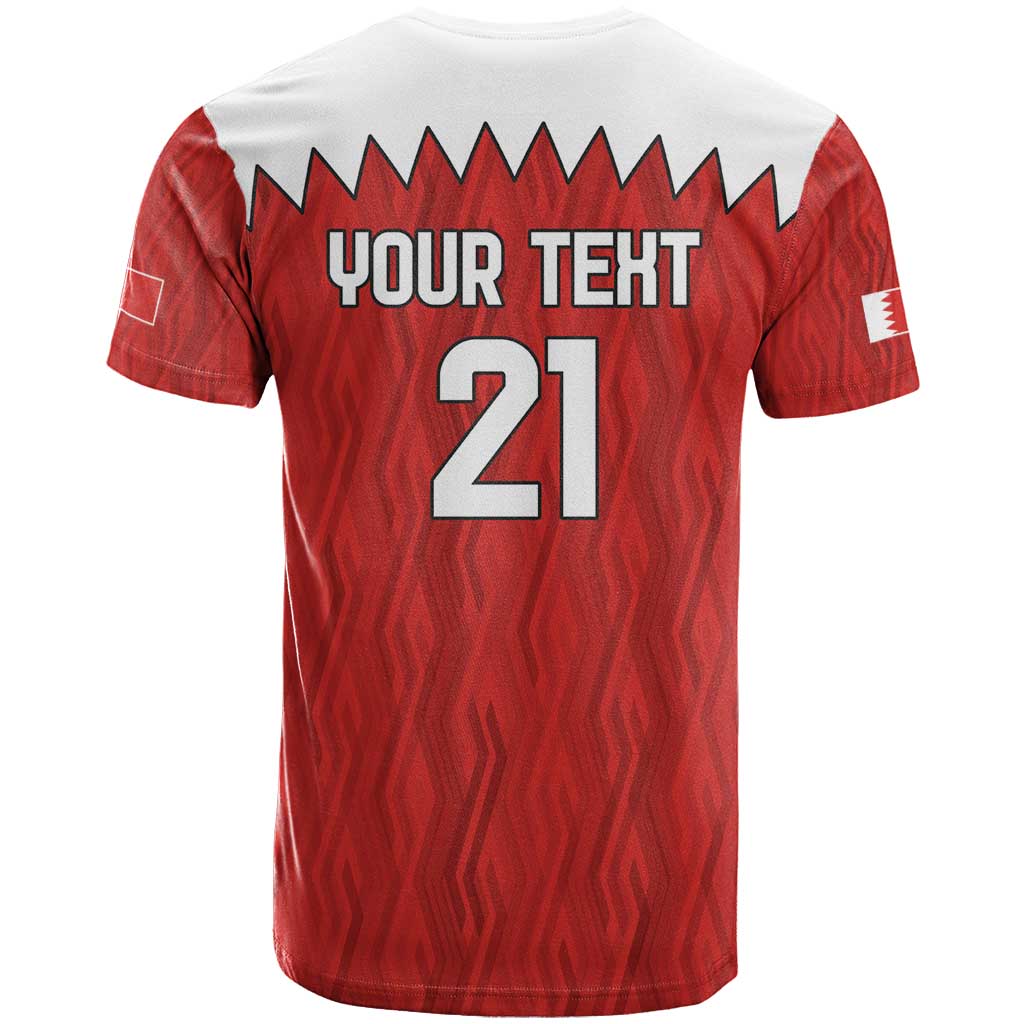 Custom Bahrain Cricket T Shirt Coat of arms of Bahrain with Sporty Pattern - Wonder Print Shop