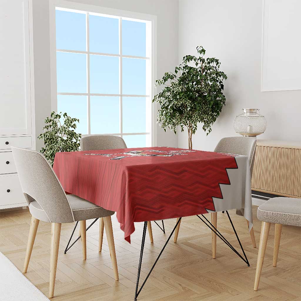 Custom Bahrain Cricket Tablecloth Coat of arms of Bahrain with Sporty Pattern - Wonder Print Shop